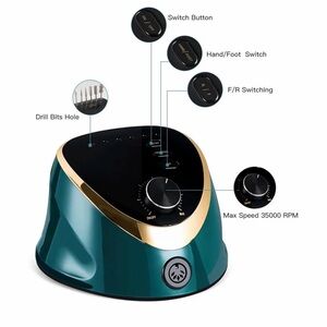 Electric Nail Drill Machine with Gold Accents